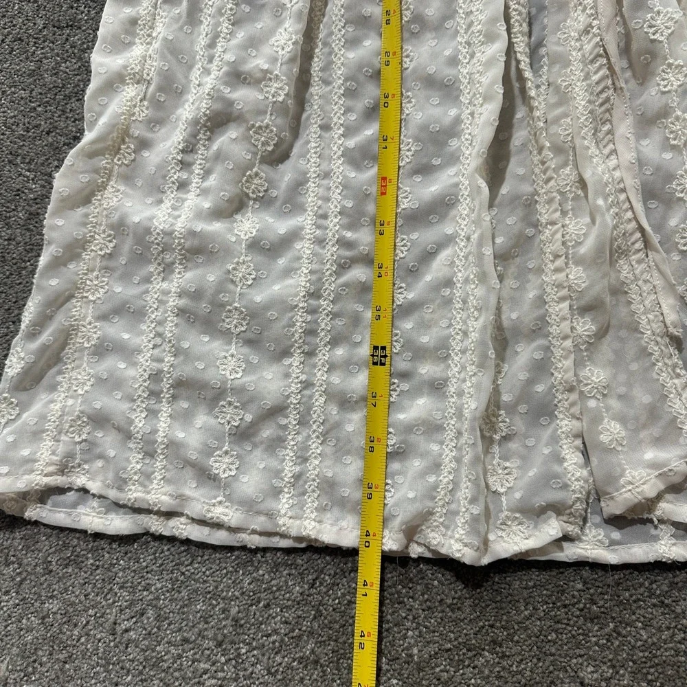 House of Harlow 1960 Duster Swim Cover Up Cream Swiss Dot Crochet Lace One Size